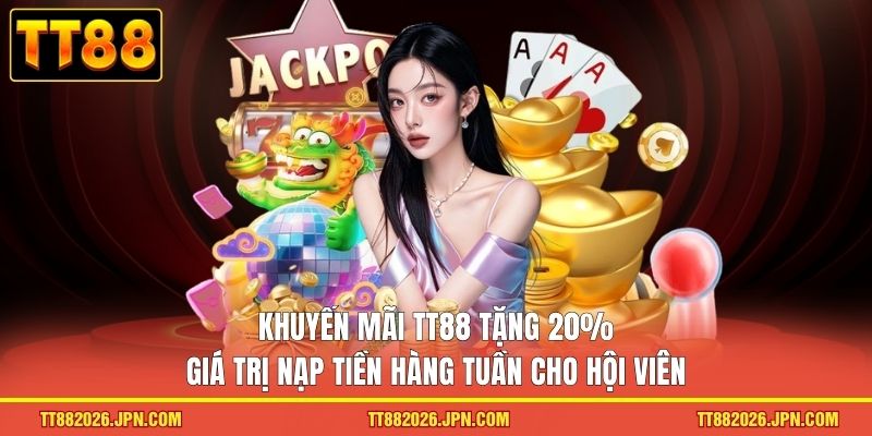 Khuyến mãi TT88 tặng 20% giá trị nạp tiền hàng tuần cho hội viên