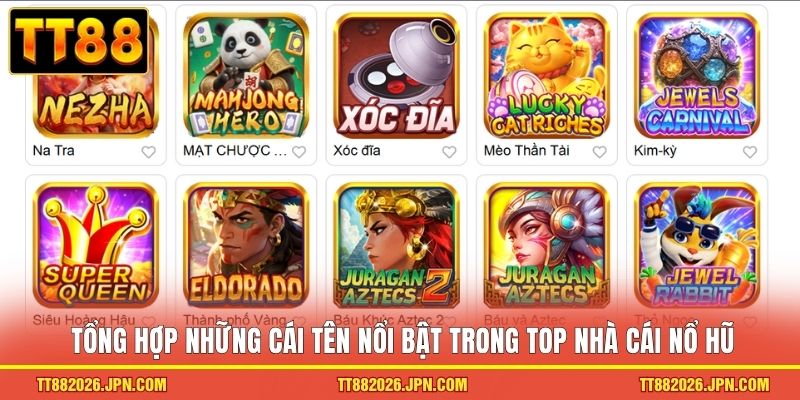 Tổng hợp những cái tên nổi bật trong top nhà cái nổ hũ